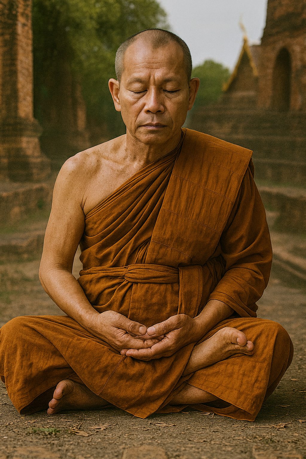 Buddhistmunk i meditation